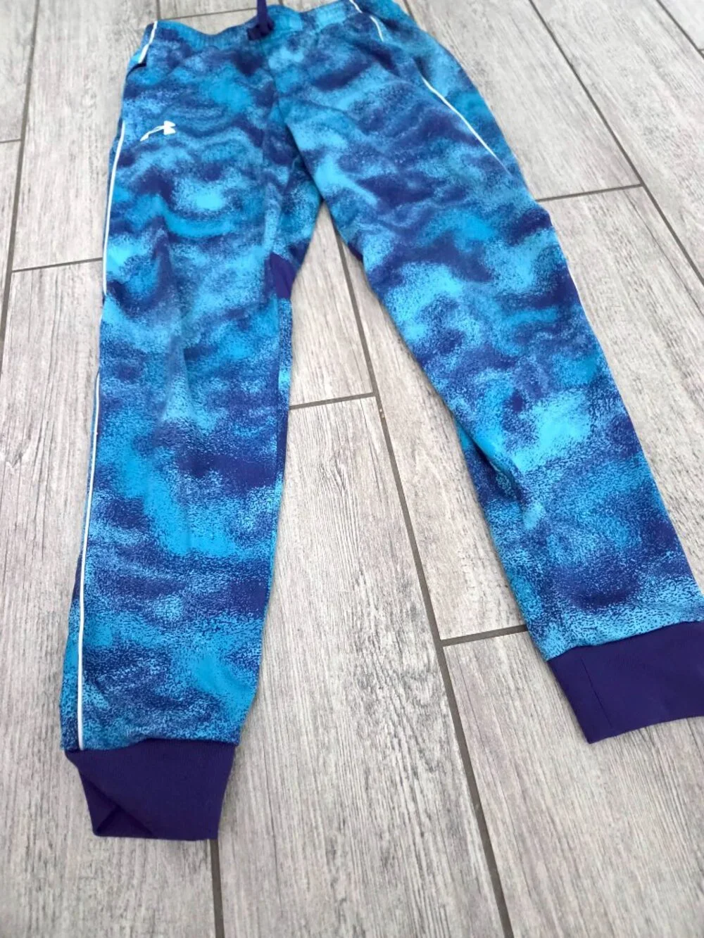 Under Armour Youth Kids Athletic Jogger Pants Blue Abstract Print Size Medium